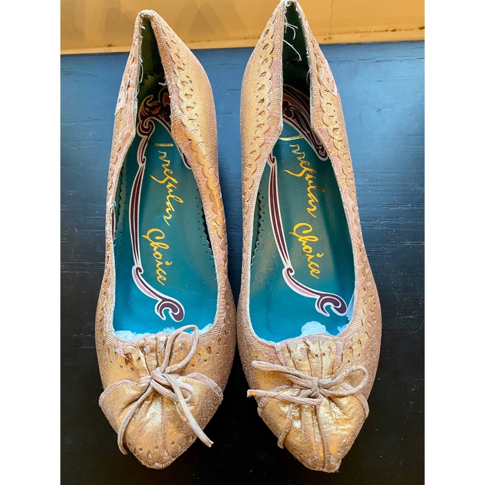 Irregular Choice Pink Gold Kitten Heel Size 38 - Picture 2 of 5